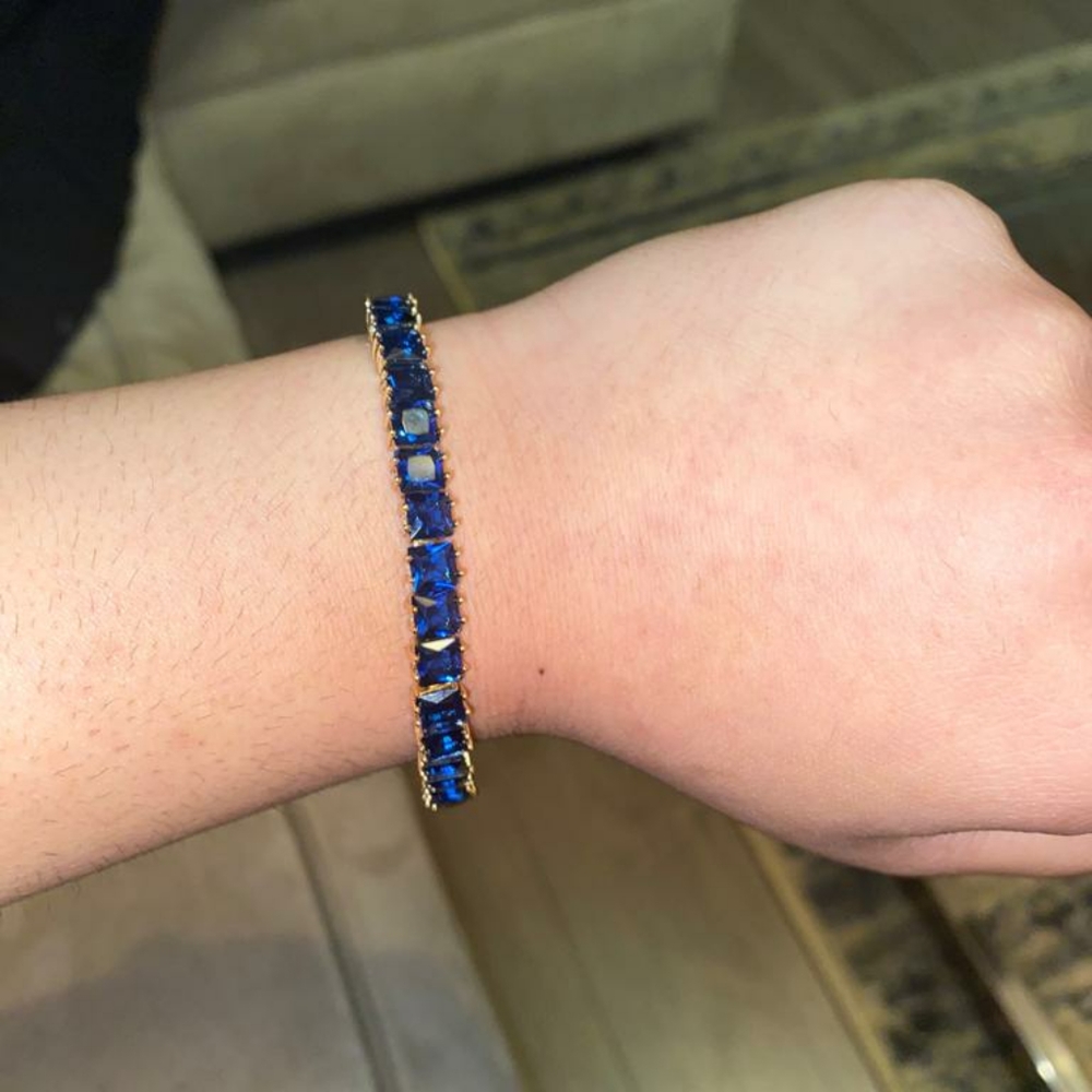 Gold plated Blue Saphire women Bracelet
